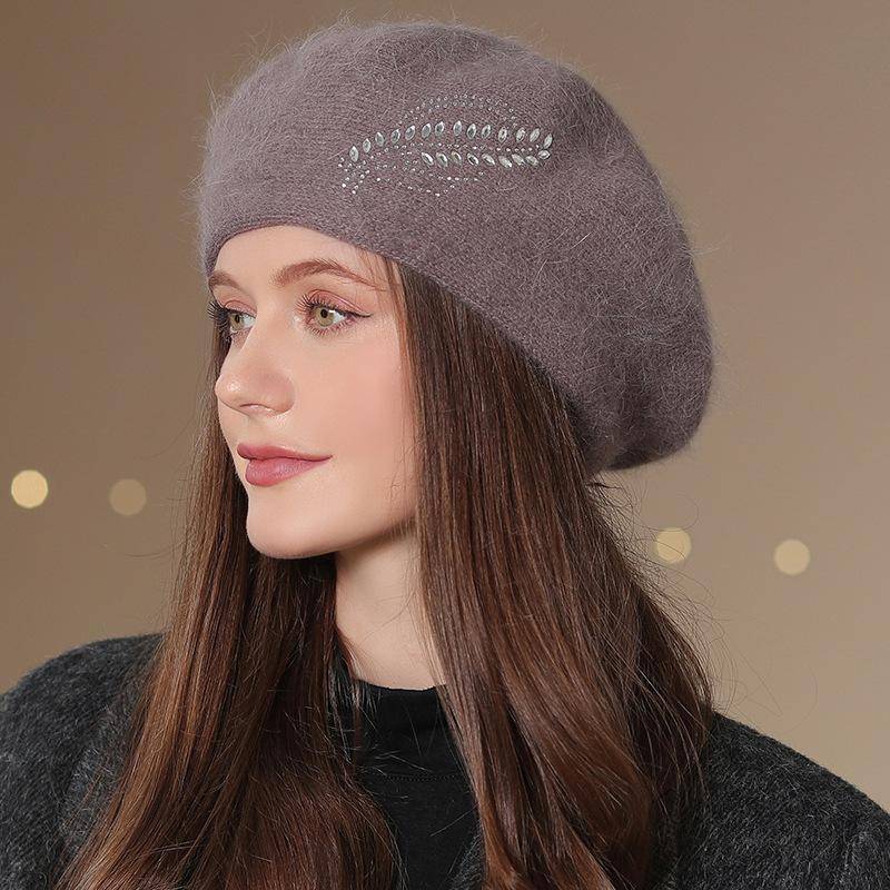 Neue Frauen Winter Baskenmütze Hut Mode Schmücken Warme Winter Kappe Für Weibliche Casual Streetwear Gestrickte Hut 55cm-58cm khaki von Joom DACH