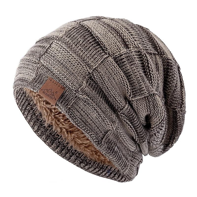 Neue Frauen Winter Hüte Mode Slouchy Warm Beanie Hut Weibliche Multicolor Mischen Farbe Design Streetwear Kappe 56cm-60cm khaki von Joom DACH