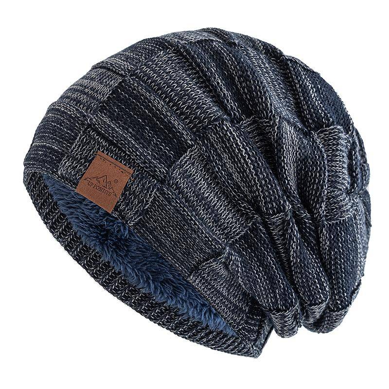 Neue Frauen Winter Hüte Mode Slouchy Warm Beanie Hut Weibliche Multicolor Mischen Farbe Design Streetwear Kappe 56cm-60cm navy blau von Joom DACH