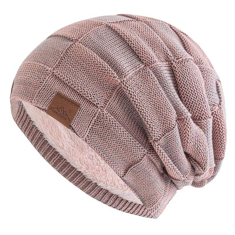 Neue Frauen Winter Hüte Mode Slouchy Warm Beanie Hut Weibliche Multicolor Mischen Farbe Design Streetwear Kappe 56cm-60cm rosa von Joom DACH
