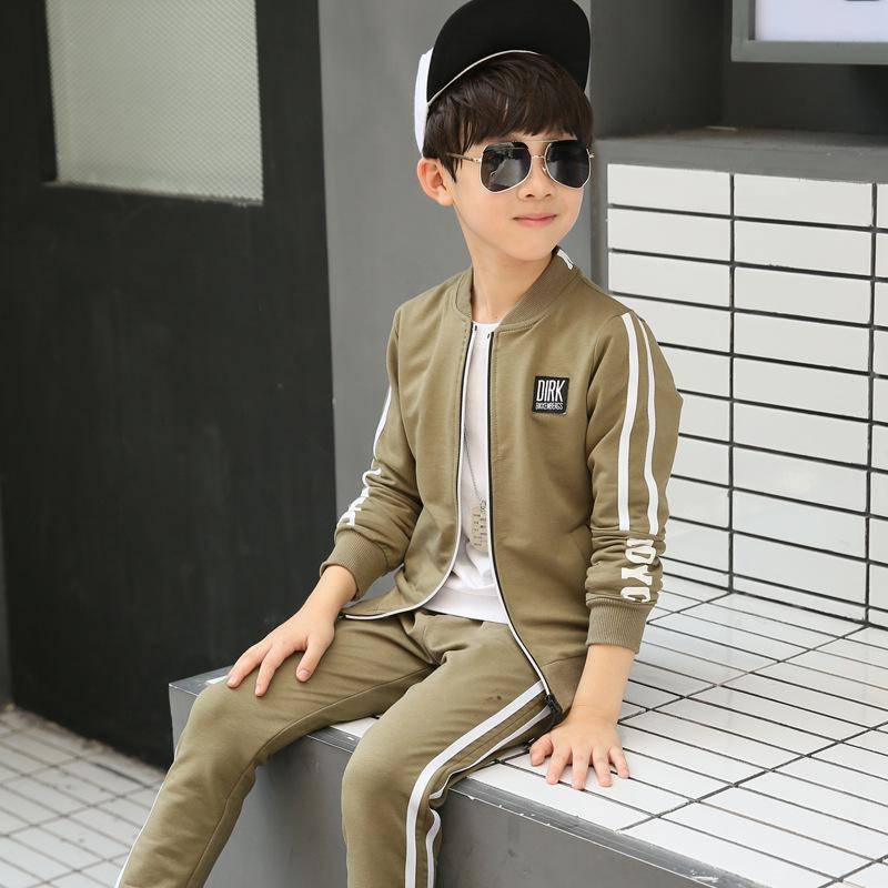Neue Frühjahr 4-12 Jahre Jungen Kleidung Sets Teenager Baby Jungen Sport Kleidung Schule Kinder Anzug Sets Uniform Jungen jacken Hosen 120 armee grüne von Joom DACH