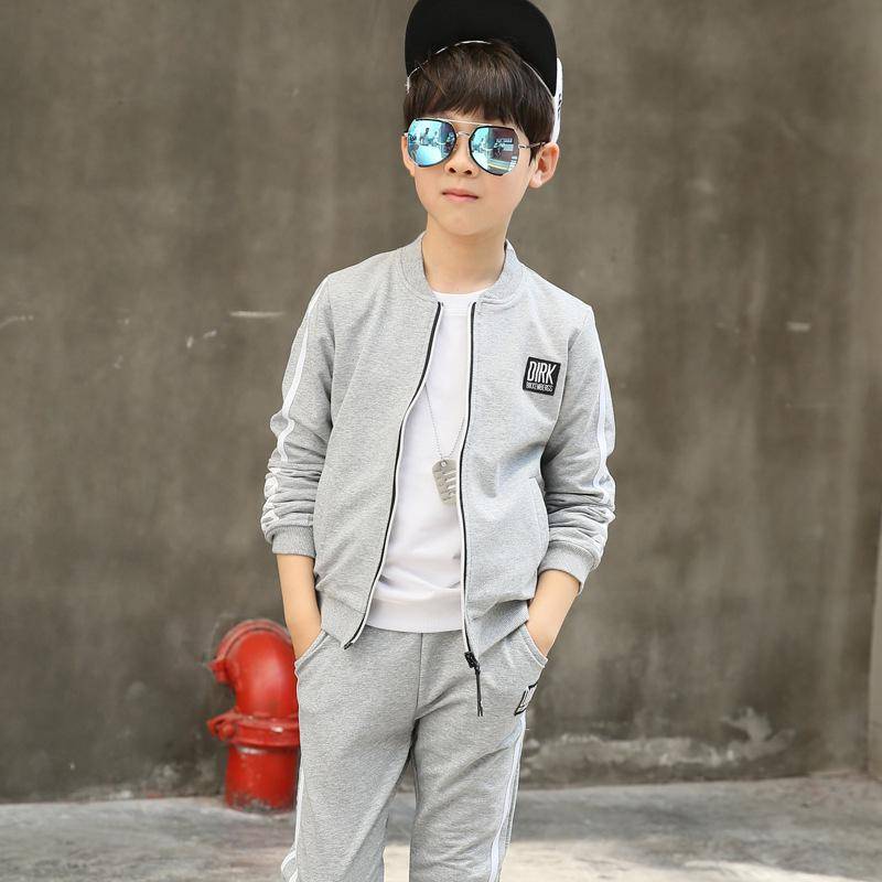 Neue Frühjahr 4-12 Jahre Jungen Kleidung Sets Teenager Baby Jungen Sport Kleidung Schule Kinder Anzug Sets Uniform Jungen jacken Hosen 150 grau von Joom DACH
