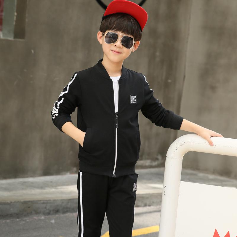 Neue Frühjahr 4-12 Jahre Jungen Kleidung Sets Teenager Baby Jungen Sport Kleidung Schule Kinder Anzug Sets Uniform Jungen jacken Hosen 160 schwarz von Joom DACH