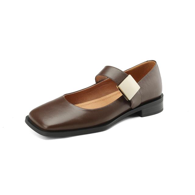 Neue Frühjahr Frauen Schuhe Loafers Casual Chunky Heels Schuhe Für Frauen Karree Schuhe Schnalle Frauen Pumps Mary Jane 35 braun von Joom DACH