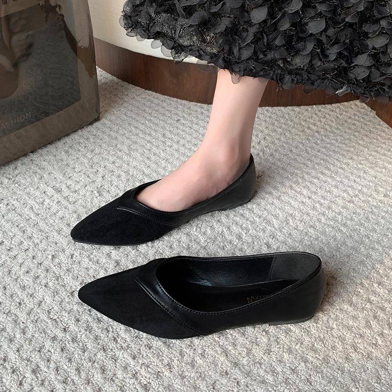 Neue Frühling Herbst Damen Einfarbig Modische und Bequeme Slipper Spitzschuh Flache Schuhe Modische Damenschuhe 39 schwarz von Joom DACH