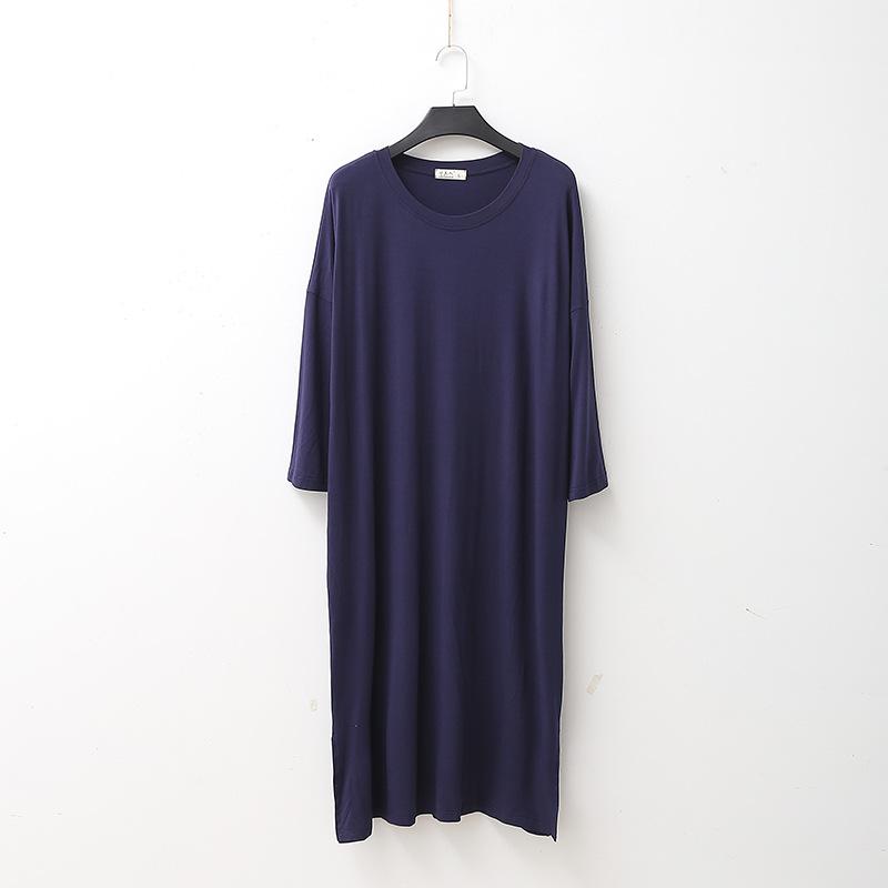 Neue Frühling und Herbst Damen Modal Kleid Einfarbig Lose Große Größe Casual Nacht Rock Hause Rock Weibliche Nachthemd Schlaf Tragen 2XL von Joom DACH