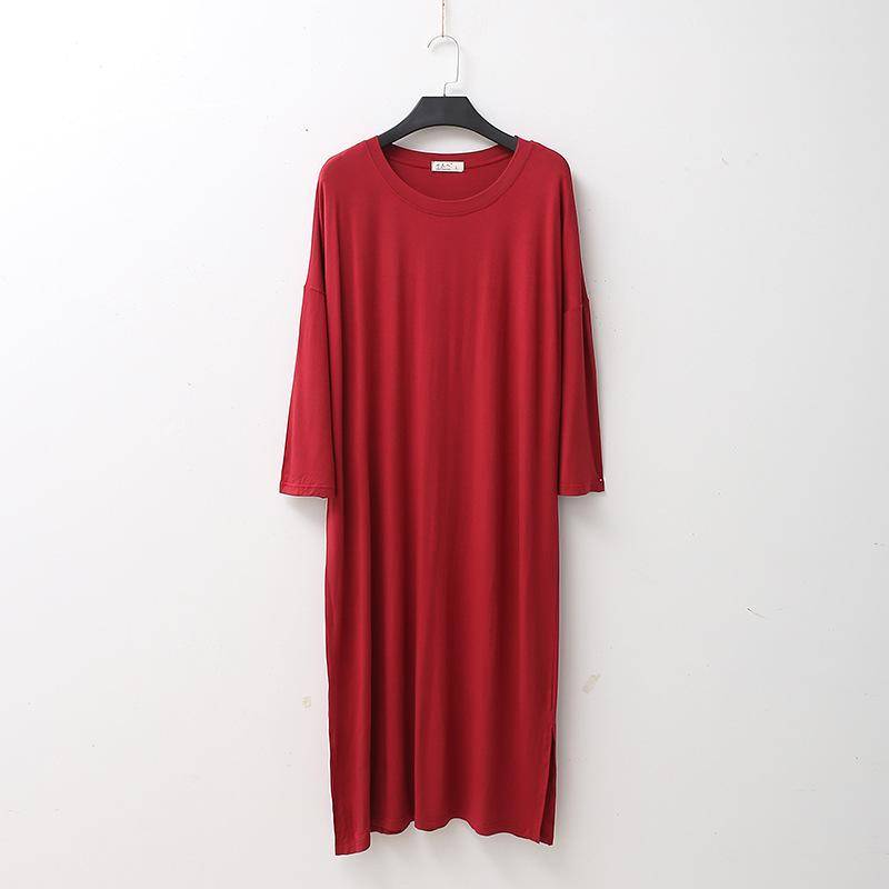 Neue Frühling und Herbst Damen Modal Kleid Einfarbig Lose Große Größe Casual Nacht Rock Hause Rock Weibliche Nachthemd Schlaf Tragen 2XL von Joom DACH