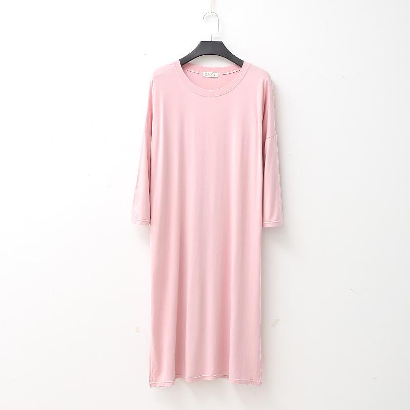 Neue Frühling und Herbst Damen Modal Kleid Einfarbig Lose Große Größe Casual Nacht Rock Hause Rock Weibliche Nachthemd Schlaf Tragen 2XL von Joom DACH