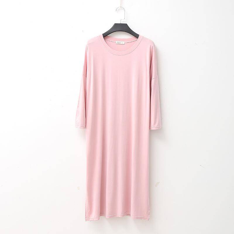 Neue Frühling und Herbst Damen Modal Kleid Einfarbig Lose Große Größe Casual Nacht Rock Hause Rock Weibliche Nachthemd Schlaf Tragen 2XL von Joom DACH