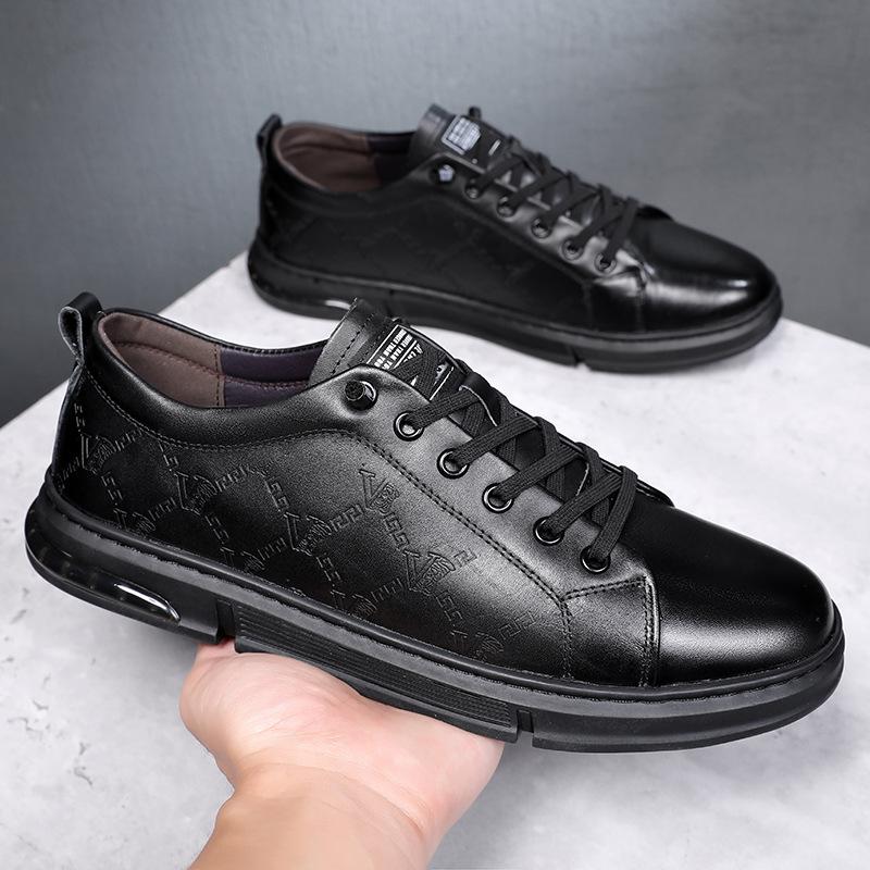 Neue Frühlings-Skate-Schuhe aus Rindsleder mit oberer Schicht und All-Match-Leder für Herren, lässige Trendschuhe, flache Herrenschuhe für Jungen 44 von Joom DACH