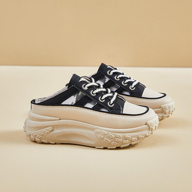 Neue Halbsupport Weiße Schuhe Damen Erhöhen den Boden All-Matching Hausschuhe Leicht Hohl Ins Modeschuhe Freizeitschuhe 40 schwarz von Joom DACH