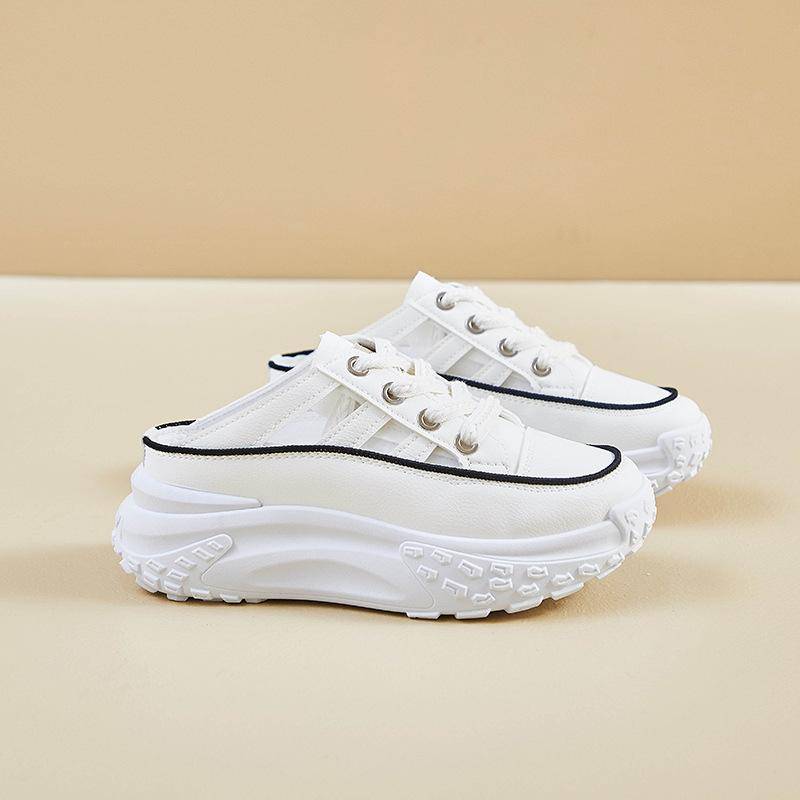 Neue Halbsupport Weiße Schuhe Damen Erhöhen den Boden All-Matching Hausschuhe Leicht Hohl Ins Modeschuhe Freizeitschuhe 40 schwarz von Joom DACH