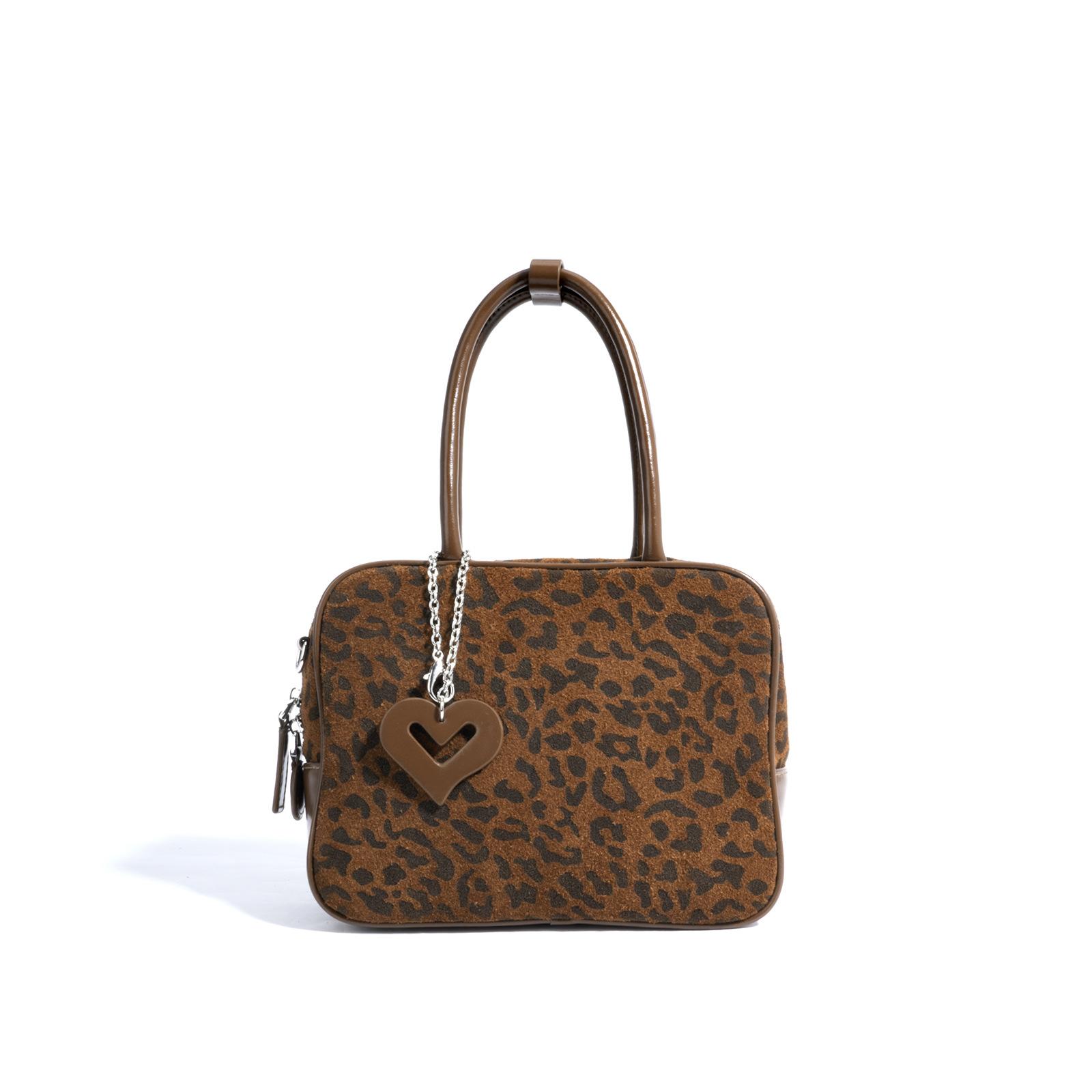 Neue Handtasche aus Kuhfell mit Leopardenmuster, Pendler-Schultertasche, Umhängetasche, tragbare kleine quadratische Tasche von Joom DACH