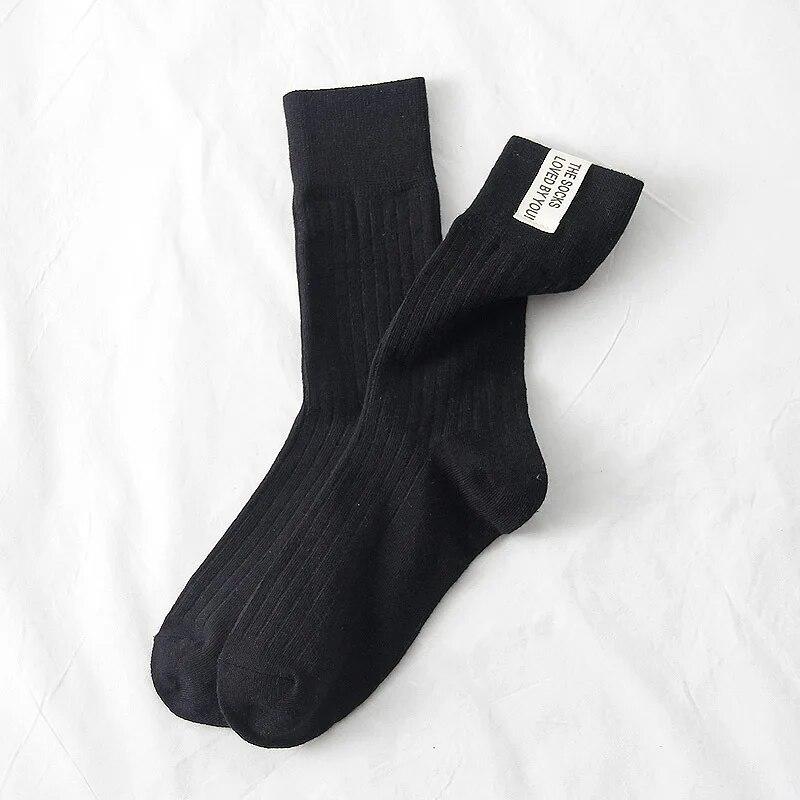 Neue Harajuku Vintage Streetwear Lange Socken Mode Baumwolle Gestrickte Frauen Feste Socken Japanischen Stil Mädchen Crew Socken Herbst Winter von Joom DACH
