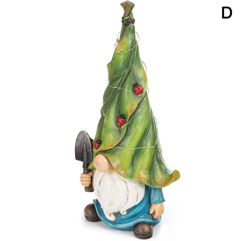 Neue Harz niedlichen Gartenzwerg Statue Skulpturen Solar-LED-Leuchten Dekoration für Outdoor-Garten-Ornament D von Joom DACH