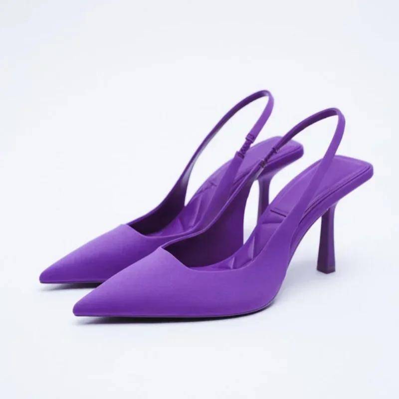 Neue Herbst Damen Schuhe Mode Damen Pumps Spitzschuh Hohe Absätze Flache Damen Sandalen Schuhe für Damen Mujer 38 violett von Joom DACH