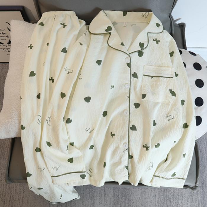 Neue Herbst Frauen Pyjamas Set Casual Faux Baumwolle frauen Süße Pyjama Lange Ärmeln Nachtwäsche Nachtwäsche Koreanische Pijamas für Mädchen M von Joom DACH