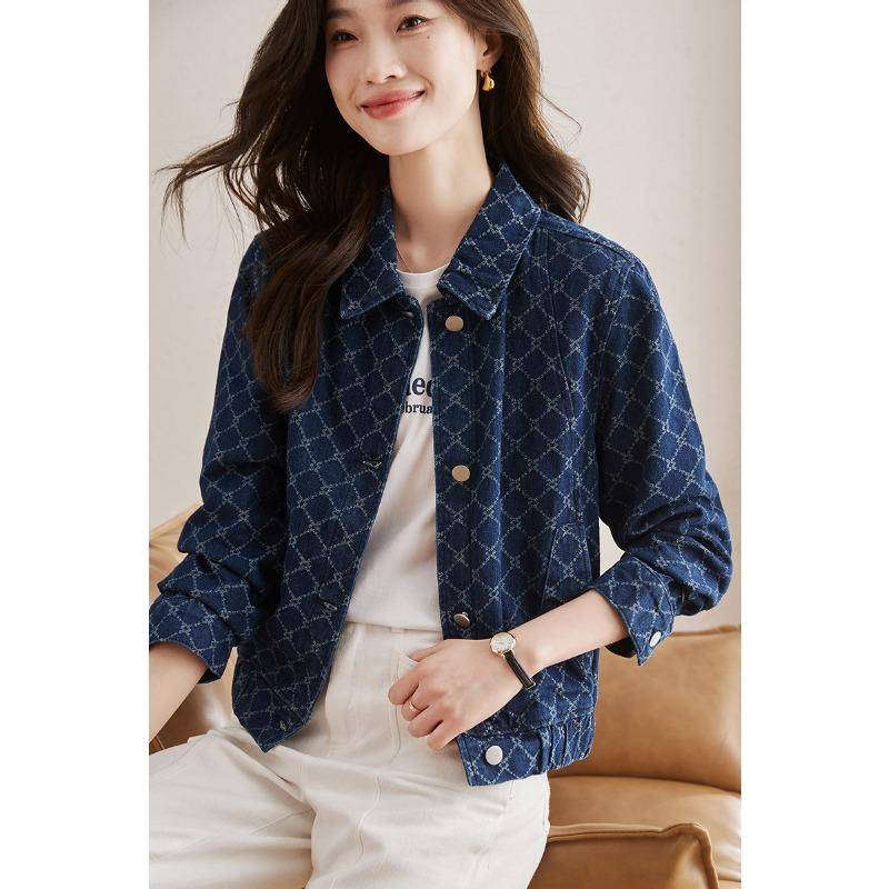 Neue Herbst-Jeansjacke mit Aufdruck für Damen, Temperament, vielseitige Jacke, Oberteil 2XL von Joom DACH