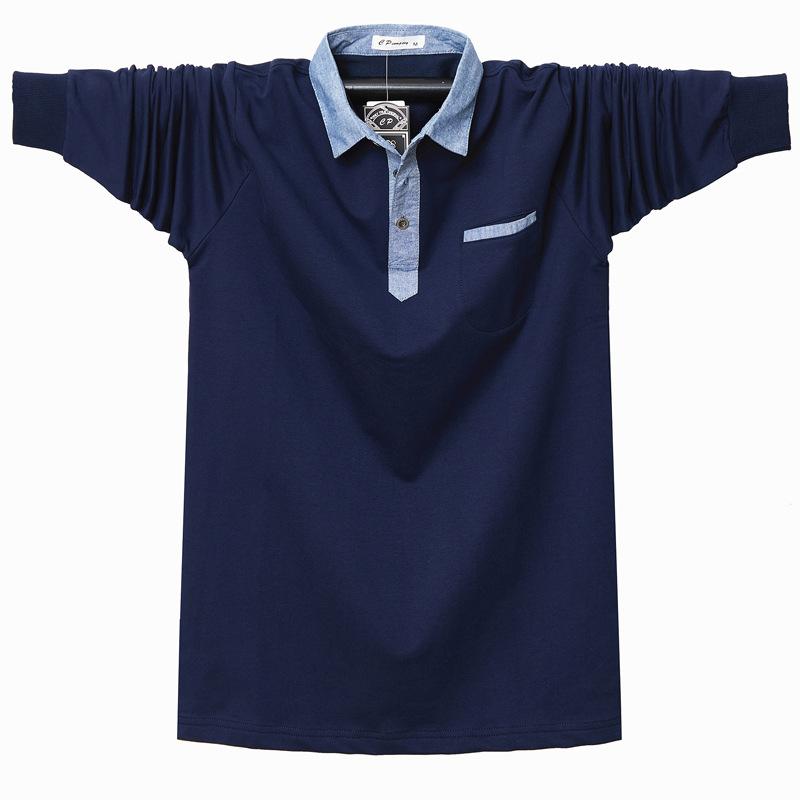 Neue Herbst Männer Langarm POLO-Shirt Männlichen Lose Beiläufige Revers T-shirt Plus Größe 3XL navy blau von Joom DACH