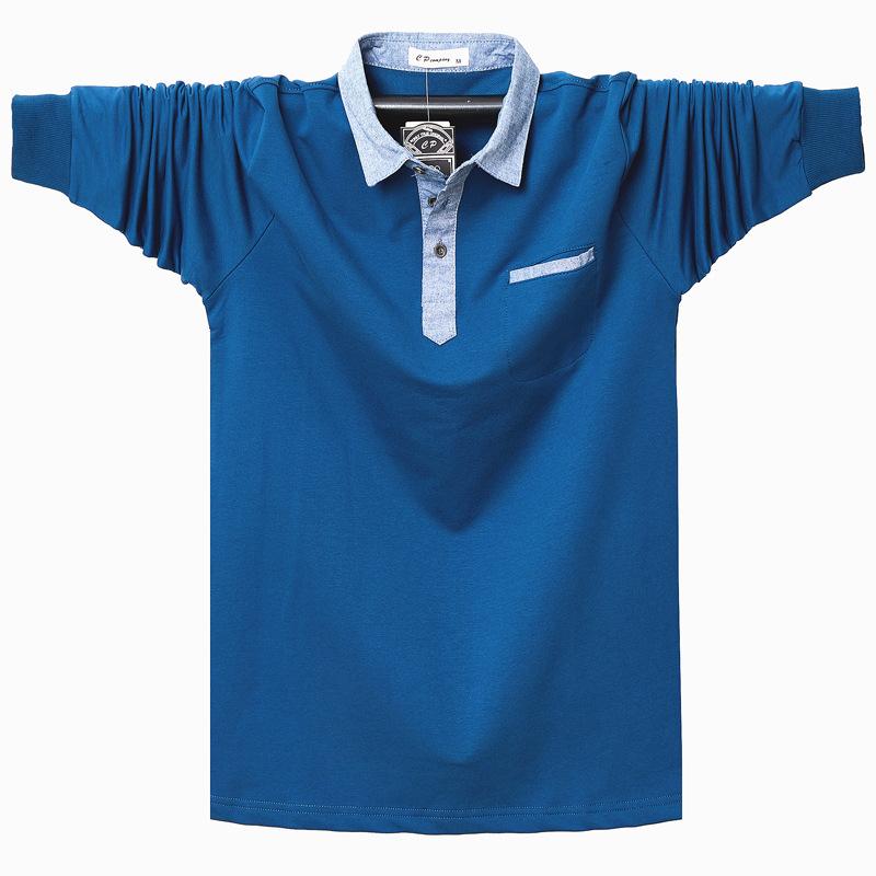Neue Herbst Männer Langarm POLO-Shirt Männlichen Lose Beiläufige Revers T-shirt Plus Größe 5XL blau von Joom DACH