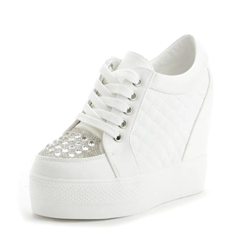 Neue Herbst Weiß Versteckten Keil Heels Casual Schuhe Frau Bling Plattform Schuhe Aufzug 10CM High-heels Walking Turnschuhe Frauen 39 weiß von Joom DACH
