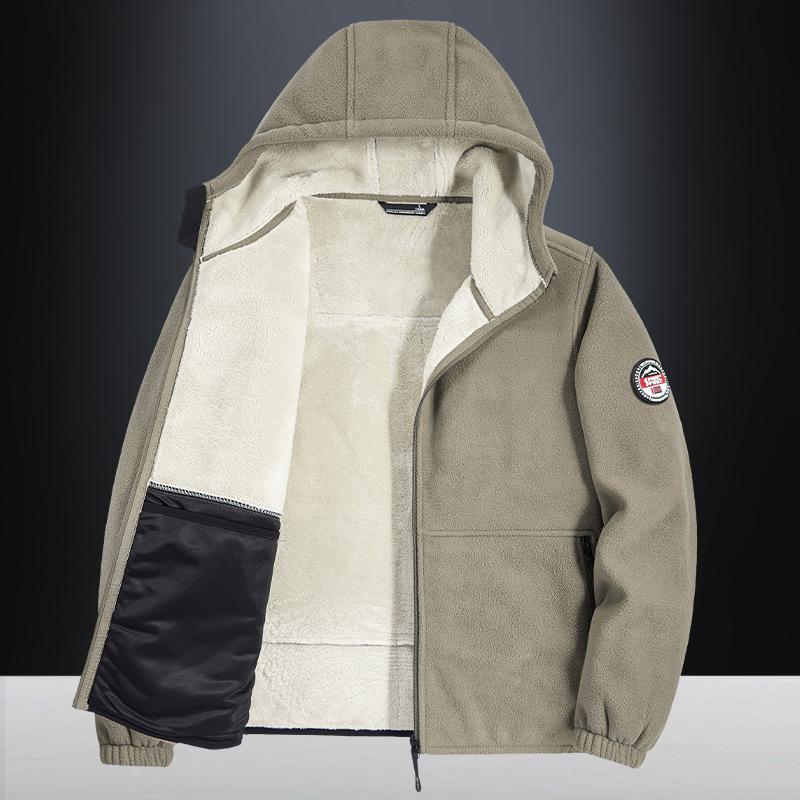 Neue Herbst- und Winter-Fleece-Fleece-Outdoor-Kapuzenjacke für Herren, Kaltjacke, Thermojacke 2XL von Joom DACH