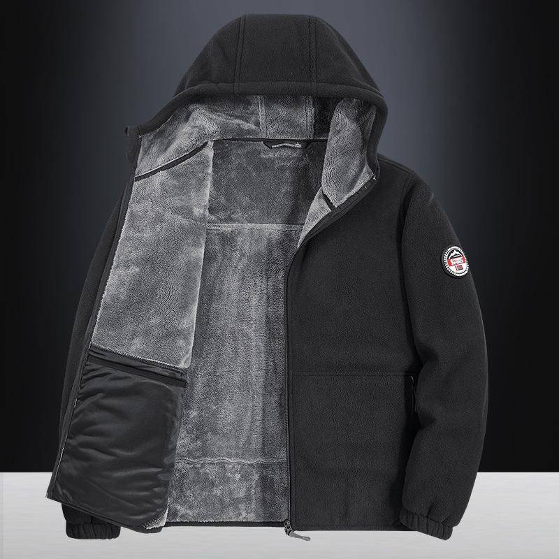 Neue Herbst- und Winter-Fleece-Fleece-Outdoor-Kapuzenjacke für Herren, Kaltjacke, Thermojacke 4XL von Joom DACH