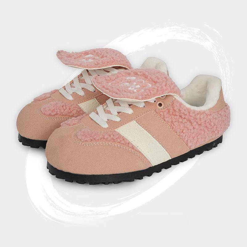 Neue Herbst- und Winter-Fleece-gefütterte Flip Hässliche und Niedliche Warme Damen Schuhe Vintage Plüsch Puff Schuhe Flauschige Schuhe Lammwolle 40 von Joom DACH