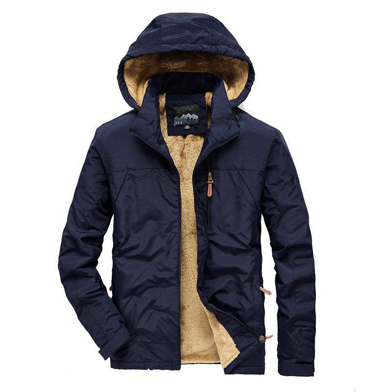 Neue Herbst- und Winter-Fleecejacke für Herren, lässig, Outdoor, abnehmbare Kapuze, schnelltrocknender Mantel, Baumwolljacke 4XL von Joom DACH