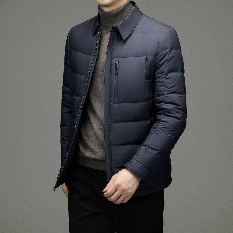 Neue Herbst- und Winter-Gänsedaunenjacke für Herren, einfache Revers-Daunenjacke, warme Gänsedaunenjacke 4XL von Joom DACH