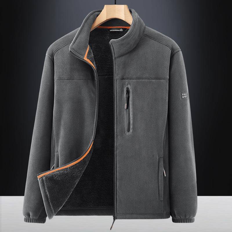 Neue Herbst- und Winter-Outdoor-Fleecejacke für Herren mit Samt und verdickter Herbst- und Winter-Polarfleecejacke, lässiger Stehkragen 4XL von Joom DACH