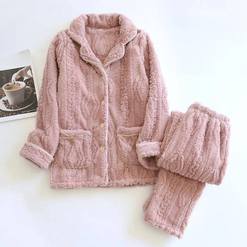 Neue Herbst- und Winter-Paar-Pyjamas Zweiteiliges Flanell Verdickt Übergröße Langärmelige Hose Herren und Damen Hausanzugset XL von Joom DACH