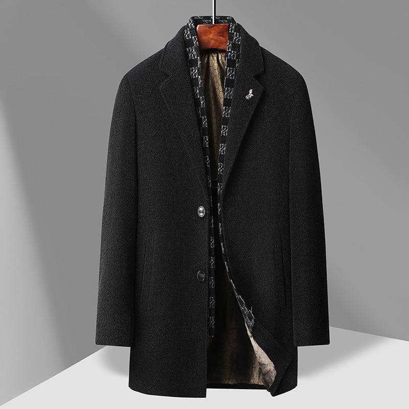 Neue Herbst- und Winterjacke aus goldenem Nerzsamt im Schalstil sowie verdickter Samtmantel, Windjacke für Herren, mittellanger Wollmantel 4XL von Joom DACH