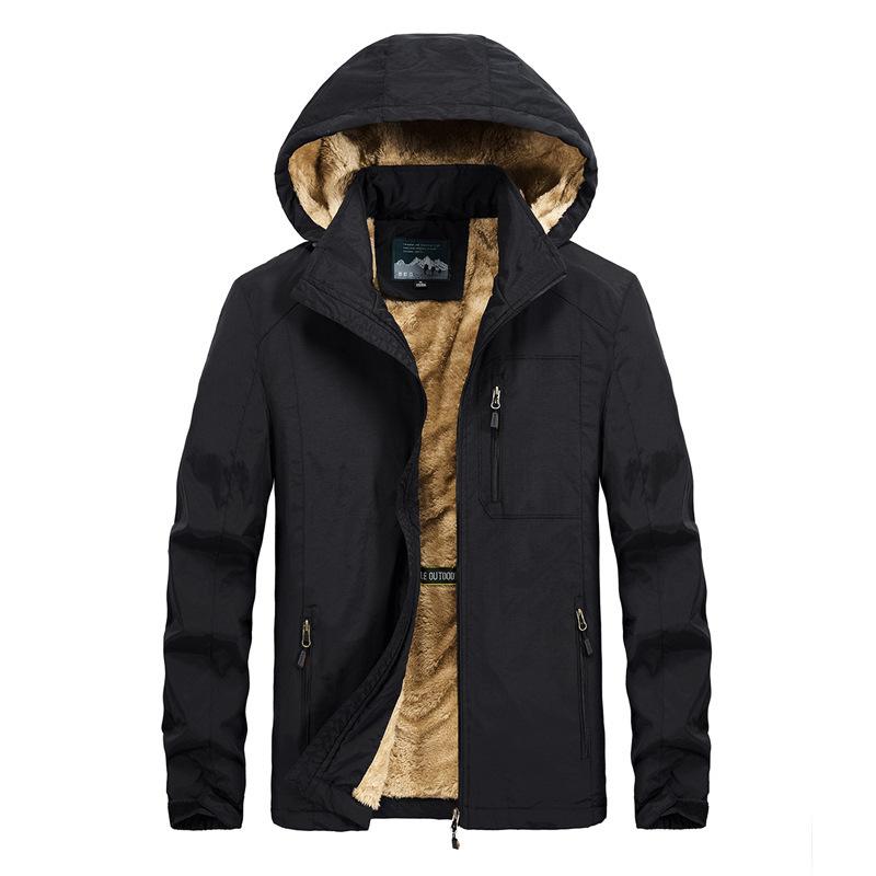 Neue Herbst- und Winterjacke für Herren aus verdicktem Fleece mit Kapuze und mehreren Taschen für Herren mit abnehmbarer Mütze 6XL von Joom DACH