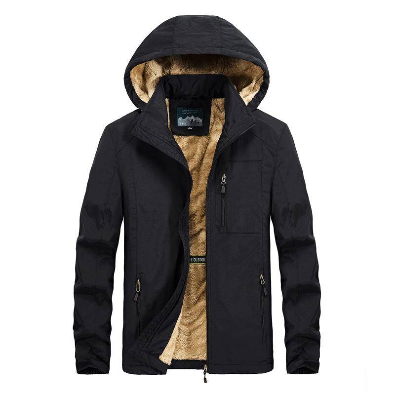 Neue Herbst- und Winterjacke für Herren aus verdicktem Fleece mit Kapuze und mehreren Taschen für Herren mit abnehmbarer Mütze 6XL von Joom DACH
