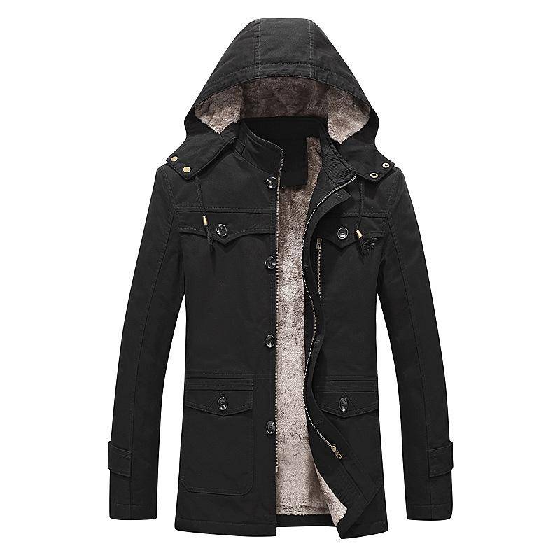 Neue Herbst- und Winterjacke für Herren aus verdicktem Samt aus reiner, gewaschener Baumwolle, mittellange Kapuzenjacke 5XL von Joom DACH