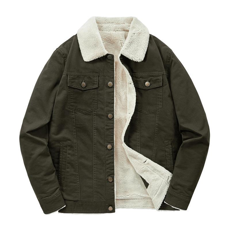 Neue Herbst- und Winterjacken, baumwollgefütterte Jacken, Samt- und verdickte Lammsamt-Revers-Arbeitskleidungs-Baumwolljacken für Männer XXXXL von Joom DACH