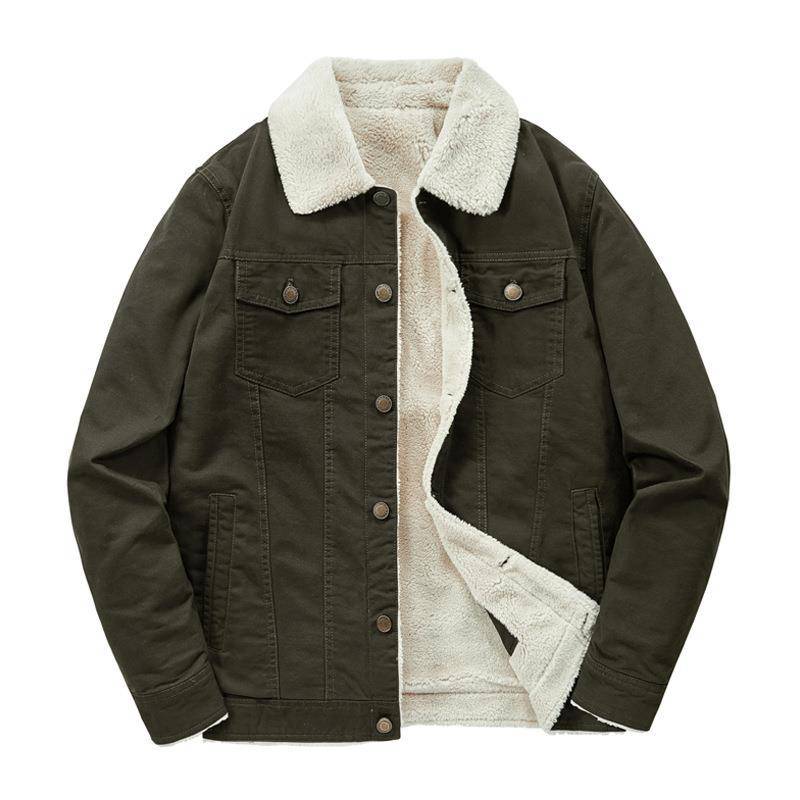 Neue Herbst- und Winterjacken, baumwollgefütterte Jacken, Samt- und verdickte Lammsamt-Revers-Arbeitskleidungs-Baumwolljacken für Männer XXXXL von Joom DACH