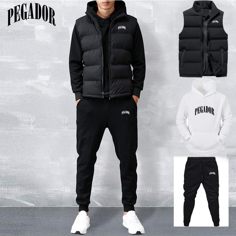 Neue Herbst- und Winterverkäufe für Herren mit einfarbigem, mit Buchstaben bedrucktem Hoodie + Weste + Hose, lässigem Sportpaar, dreiteiligem Set L weiß von Joom DACH
