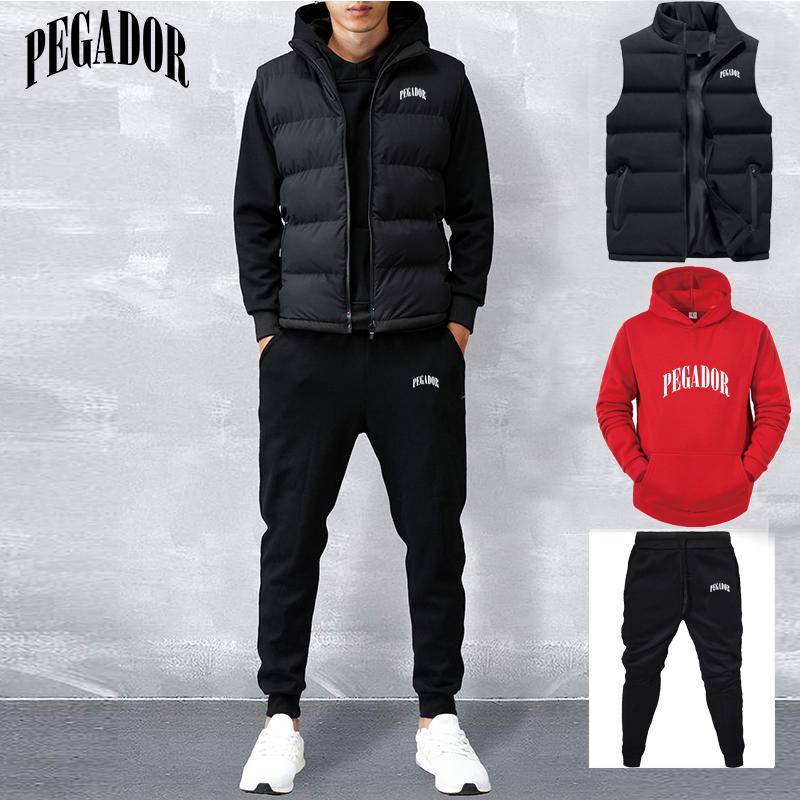 Neue Herbst- und Winterverkäufe für Herren mit einfarbigem, mit Buchstaben bedrucktem Hoodie + Weste + Hose, lässigem Sportpaar, dreiteiligem Set XL rot von Joom DACH
