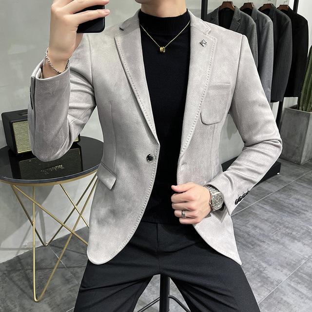 Neue Herren Blazer Jugend Slim Casual Wildleder Blazer L graue von Joom DACH