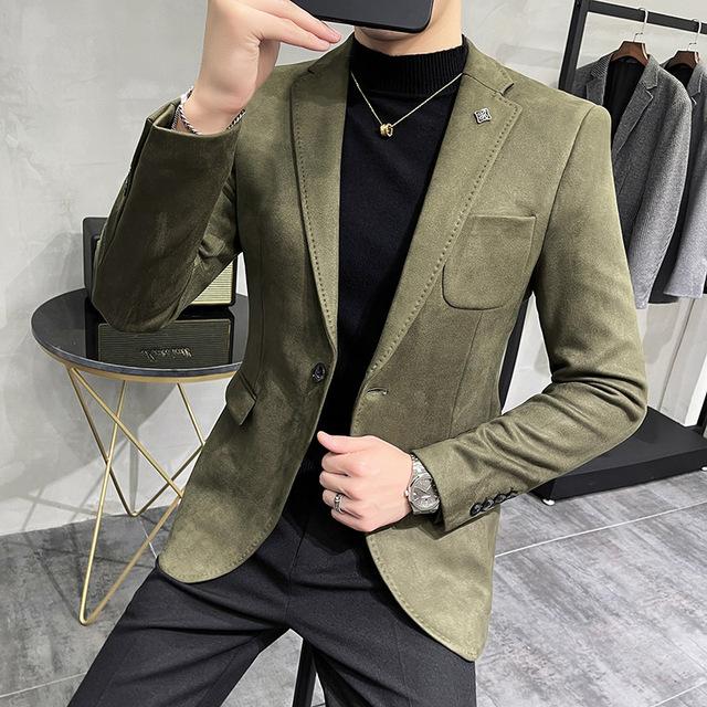 Neue Herren Blazer Jugend Slim Casual Wildleder Blazer L grün von Joom DACH