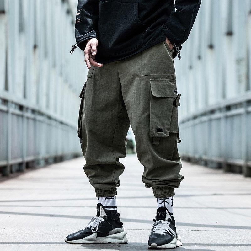 Neue Herren-Cargohose mit lockerer Hip-Hop-Straßensporthose und mehreren Taschen 2XL armee grüne von Joom DACH