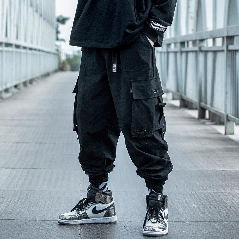 Neue Herren-Cargohose mit lockerer Hip-Hop-Straßensporthose und mehreren Taschen M schwarz von Joom DACH