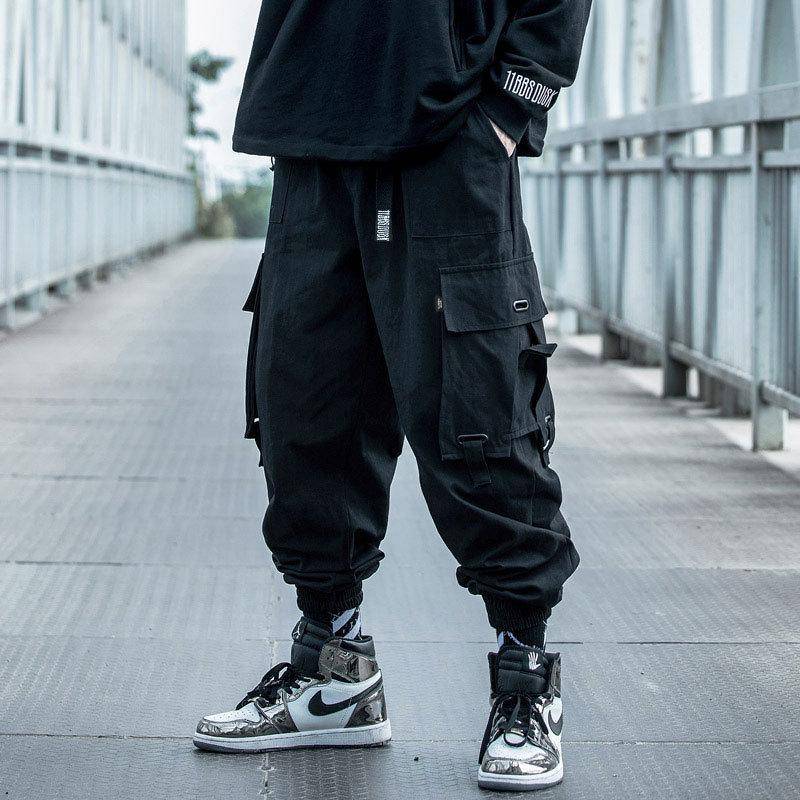 Neue Herren-Cargohose mit lockerer Hip-Hop-Straßensporthose und mehreren Taschen M schwarz von Joom DACH