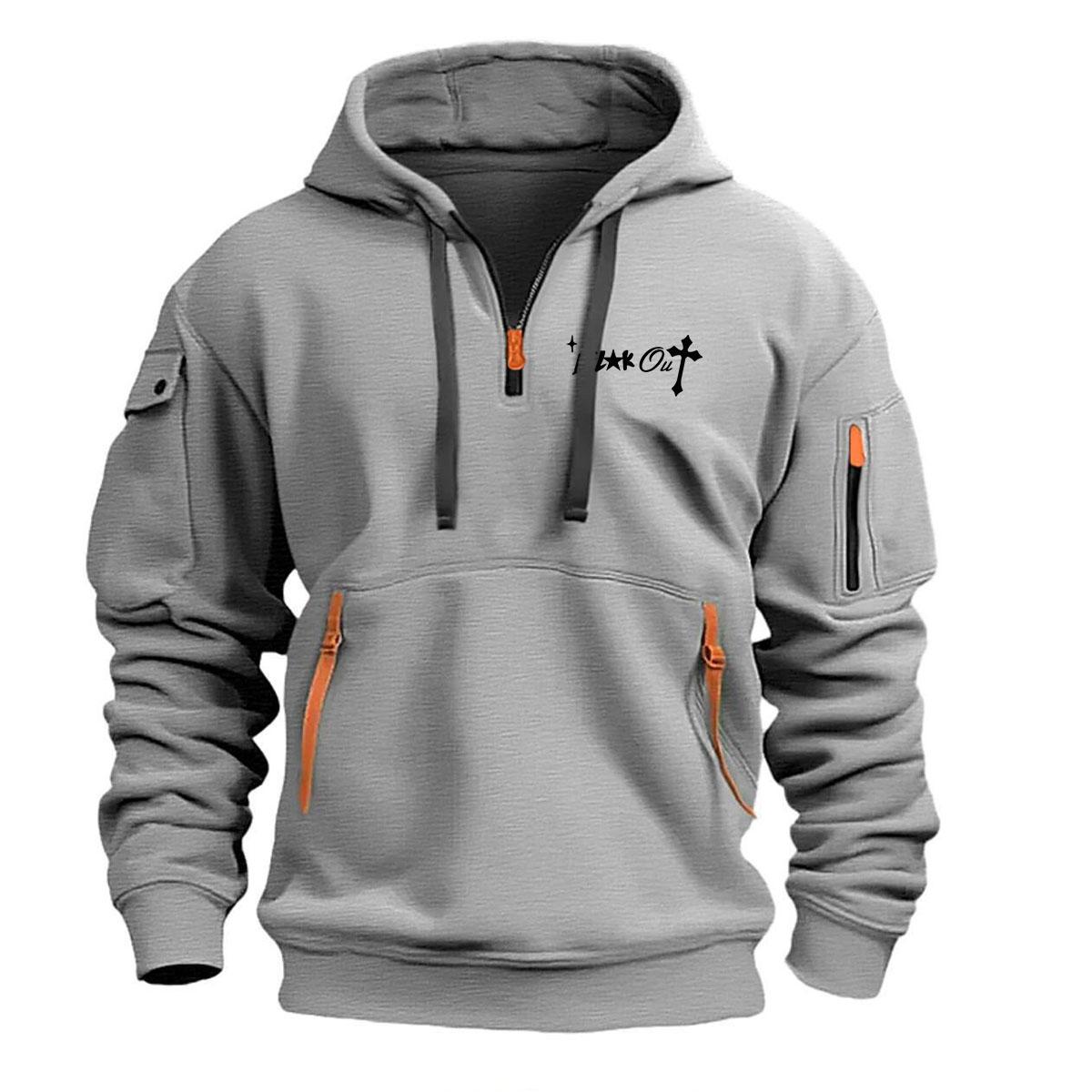 Neue Herren Hoodie Quarter Zip Hoodies Tasche Sport & Outdoor Streetwear Cool Casual Frühling Herbst Kleidung Hoodies Sweatshirts M licht grau von Joom DACH