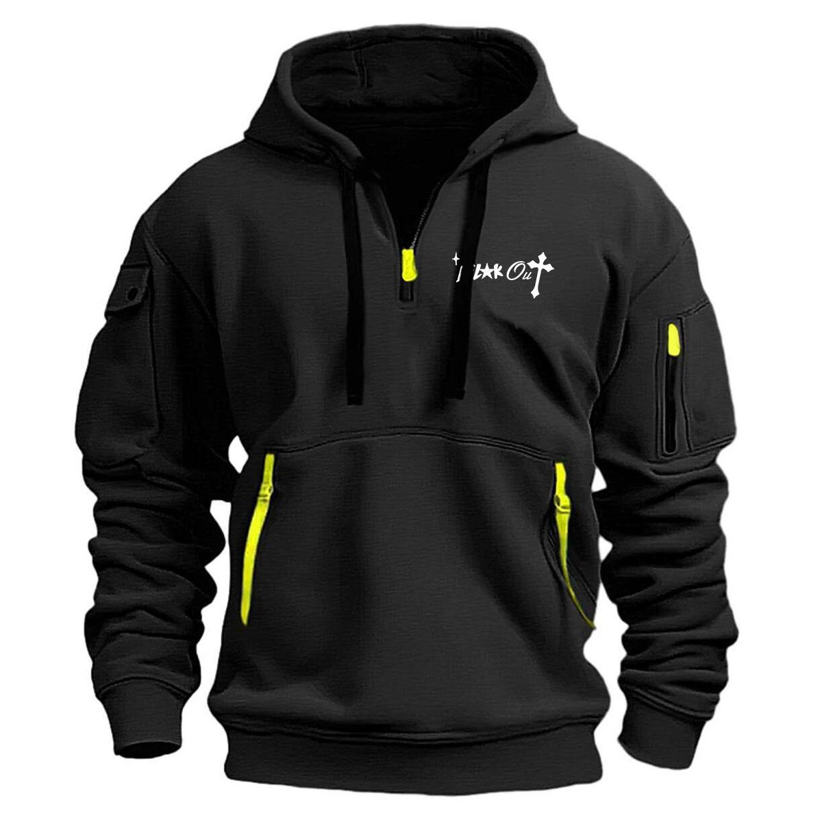 Neue Herren Hoodie Quarter Zip Hoodies Tasche Sport & Outdoor Streetwear Cool Casual Frühling Herbst Kleidung Hoodies Sweatshirts S schwarz von Joom DACH