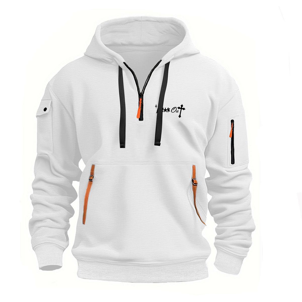 Neue Herren Hoodie Quarter Zip Hoodies Tasche Sport & Outdoor Streetwear Cool Casual Frühling Herbst Kleidung Hoodies Sweatshirts XXL weiß von Joom DACH