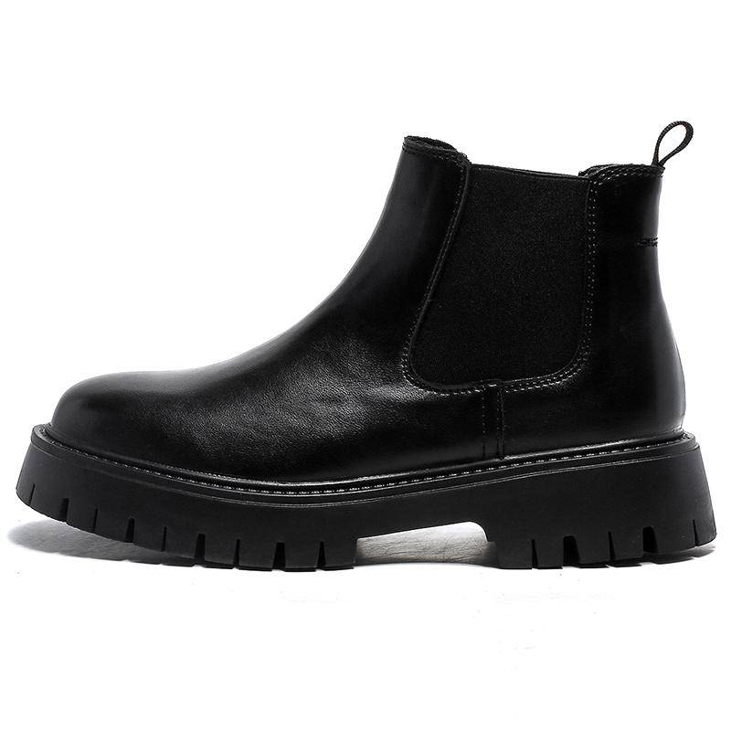 Neue Herren Klassische Retro Business Chelsea Boots Herren Britische Leder Stiefelette Herren Lässige Kurze Stiefel Runde Zehenschuhe Übergrößen 48 schwarz von Joom DACH