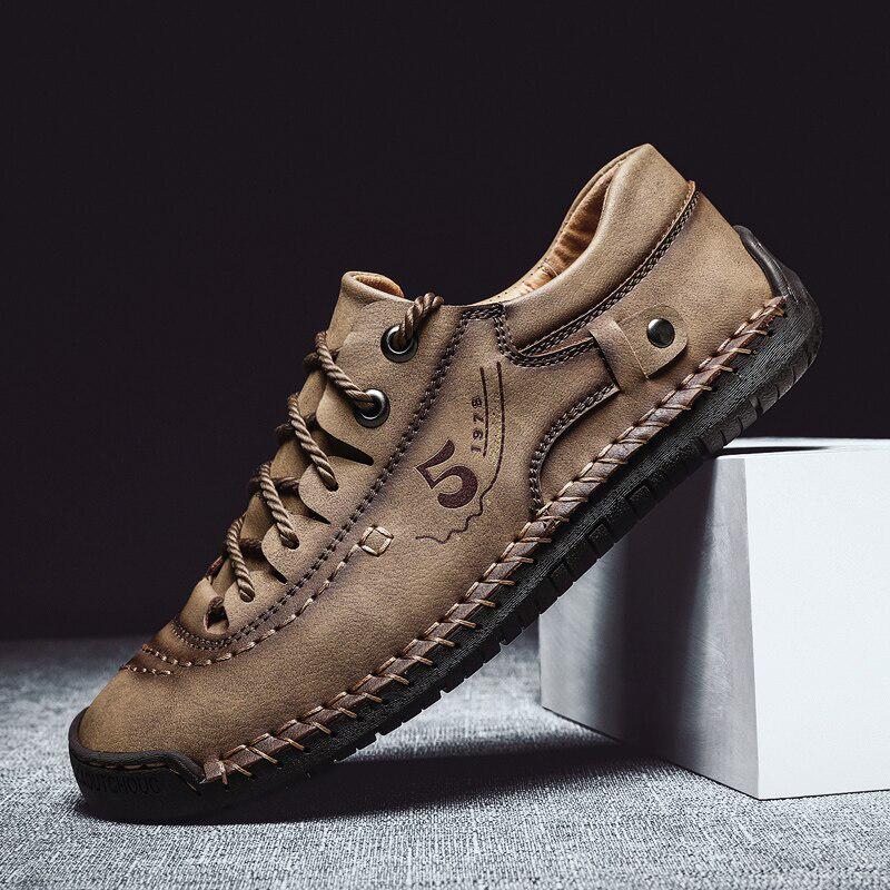 Neue Herren Leder Freizeitschuhe Outdoor Bequem Hohe Qualität Mode Weich Homme Klassisch Knöchel Rutschfest Ballerinas Mokassin Trend 41 khaki von Joom DACH